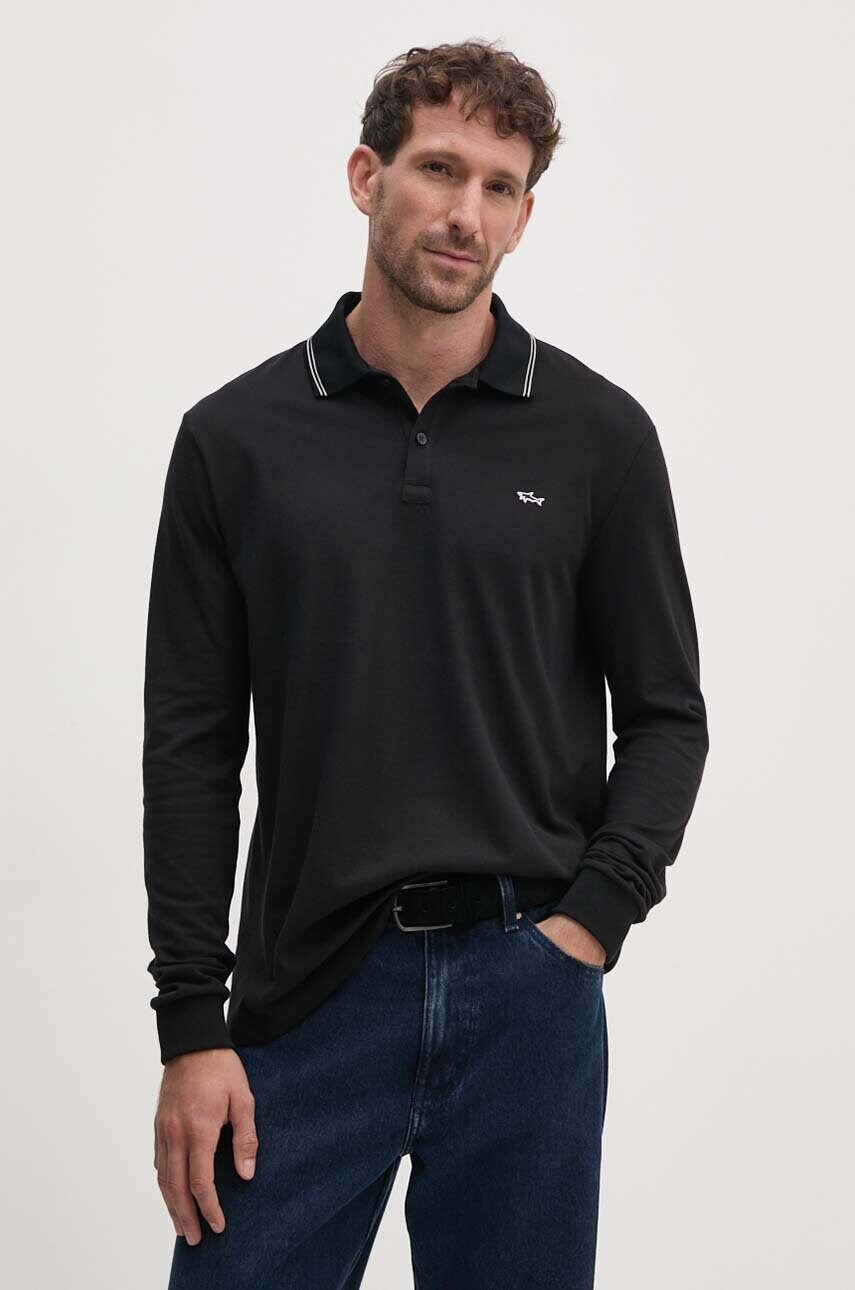 Paul&Shark longsleeve din bumbac culoarea negru, cu imprimeu, 14311717