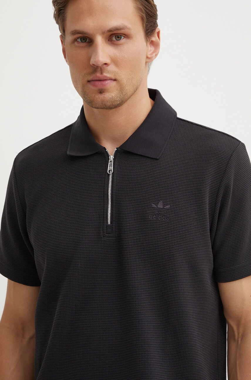 adidas Originals tricou polo 0 barbati, culoarea negru, neted, IW5803