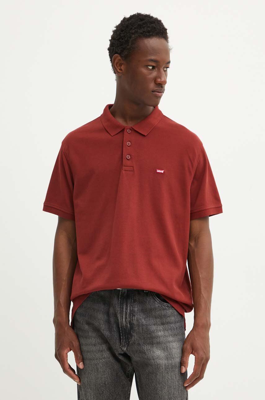Bavlnené polo tričko Levi's červená farba, jednofarebný, 001EX
