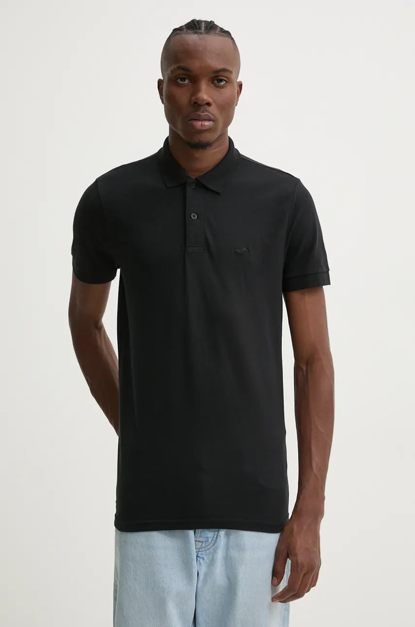 Hollister Co. tricou polo barbati, culoarea negru, neted, KI324-4117
