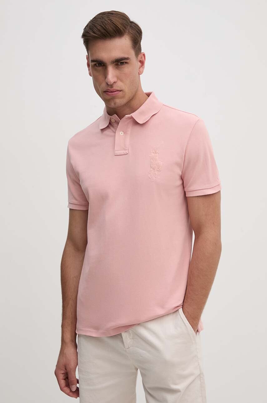 Levně Bavlněné polo tričko Polo Ralph Lauren růžová barva, 710938137