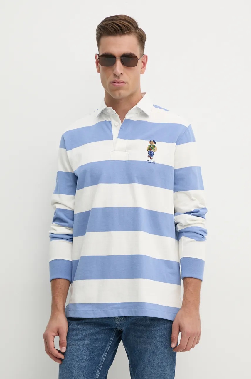 

Памучна блуза с дълги ръкави Polo Ralph Lauren в синьо с десен 710952913, Син