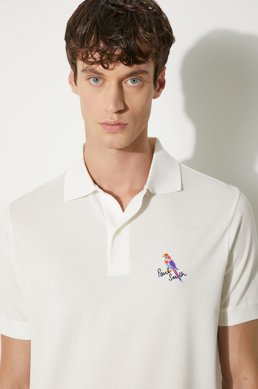 Paul Smith polo de bumbac culoarea bej, cu imprimeu, M1R-698P-NP4722