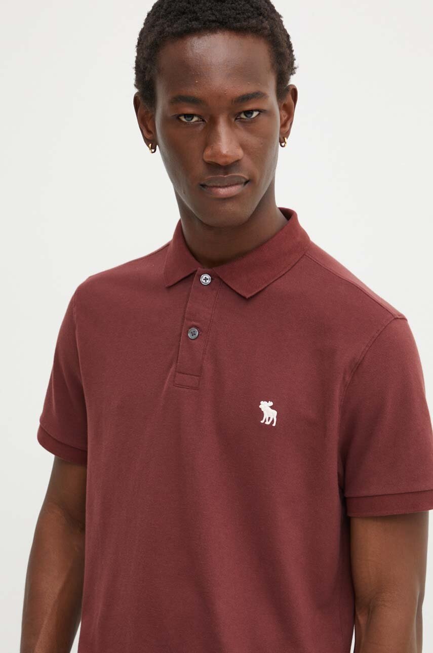 

Тениска с яка Abercrombie & Fitch в бордо с изчистен дизайн KI124-4496