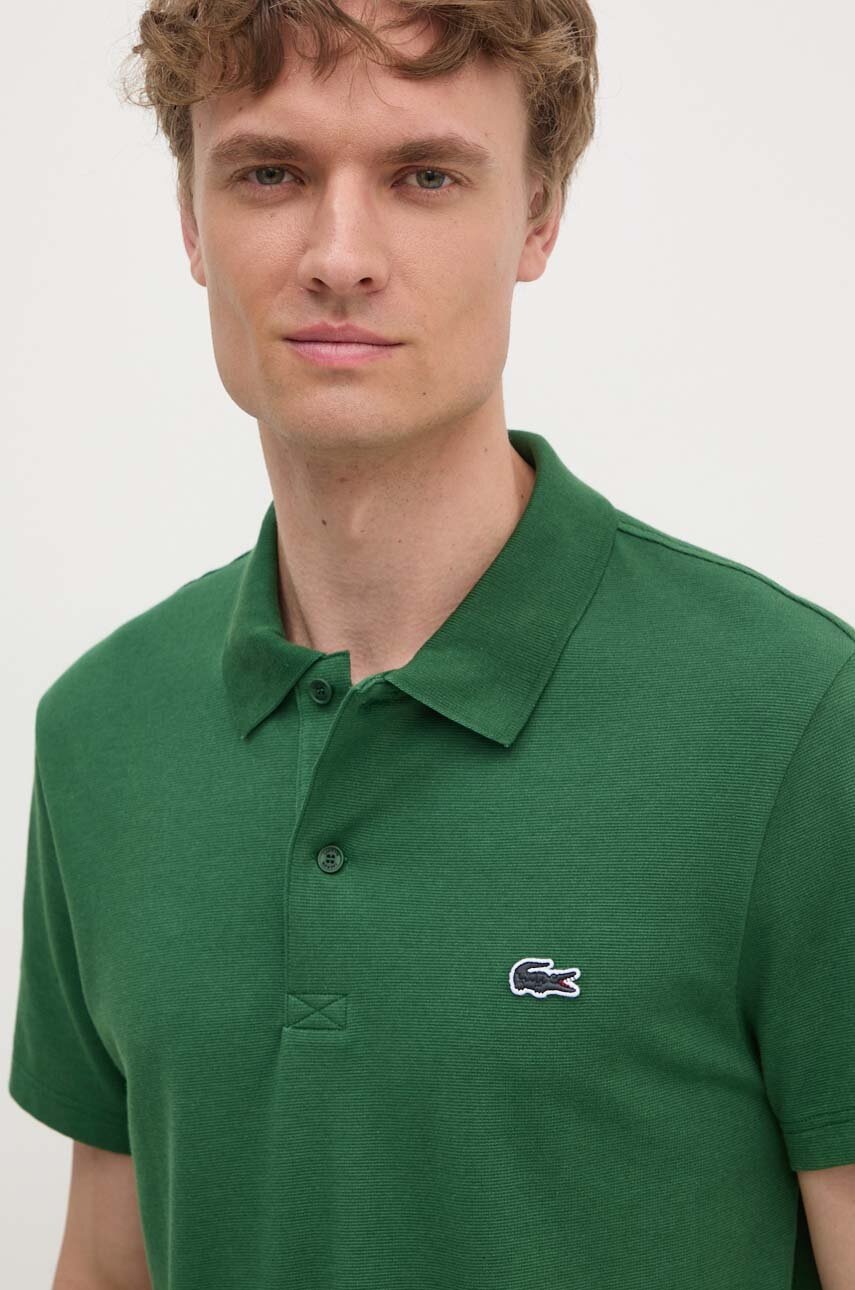 Lacoste tricou polo barbati, culoarea verde, neted, DH5522