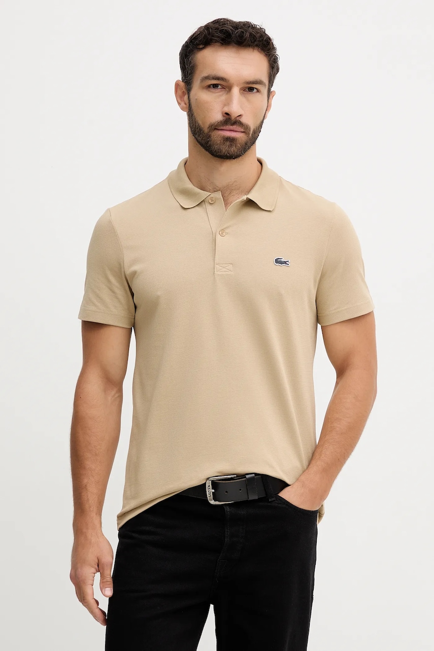 Lacoste tricou polo culoarea maro, uni, DH5522