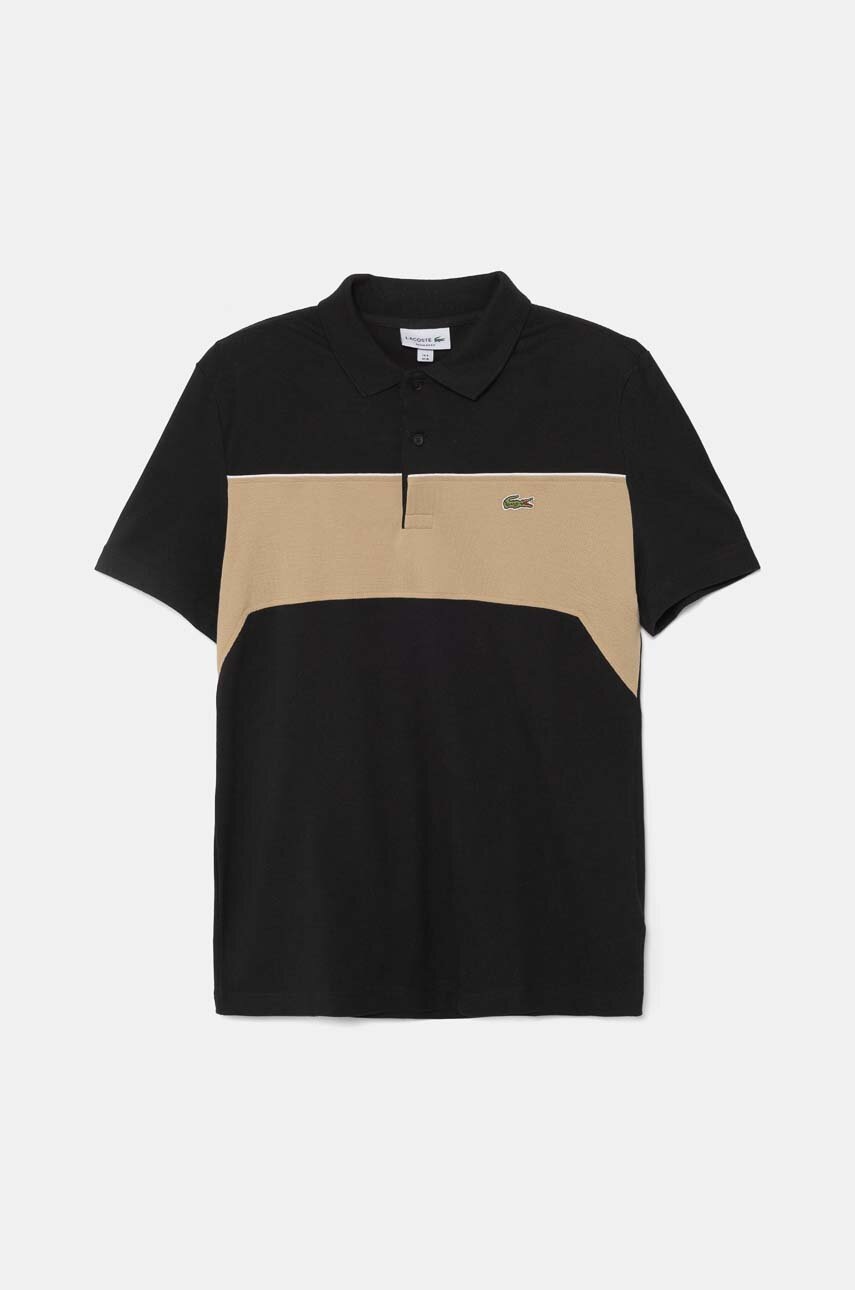 

Памучна тениска с яка Lacoste в черно с десен PH2847, Черен