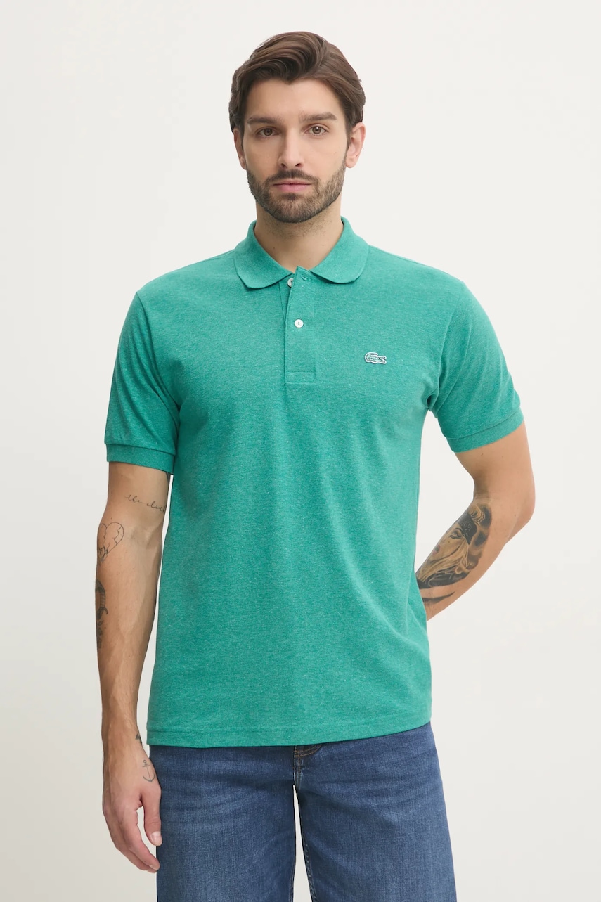 Lacoste polo de bumbac culoarea verde, neted, PH3518 Lacoste polo de bumbac culoarea verde, neted, PH3518