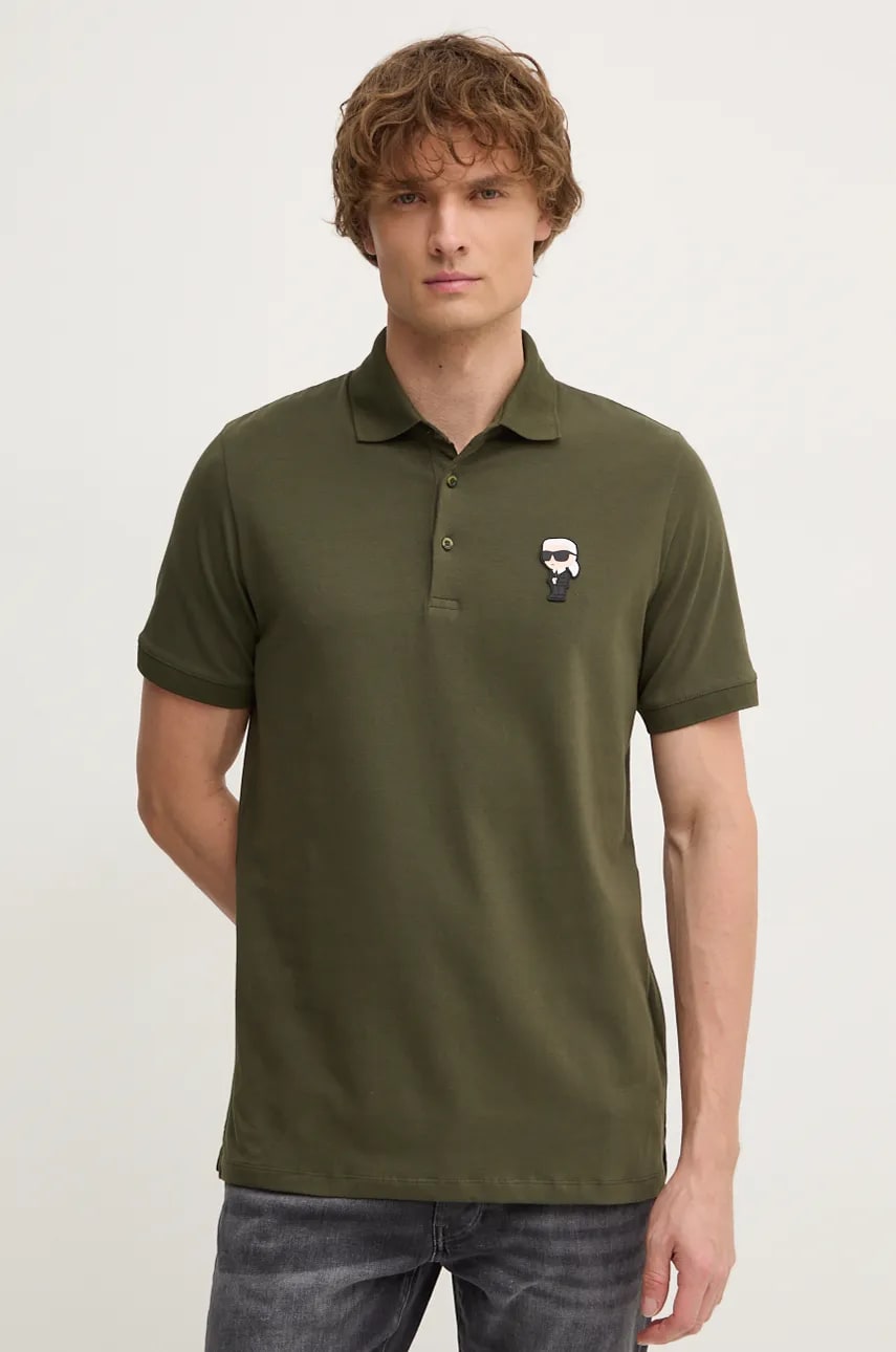 Karl Lagerfeld tricou polo barbati, culoarea verde, cu imprimeu, 544221.745022 Karl Lagerfeld tricou polo barbati, culoarea verde, cu imprimeu, 544221.745022