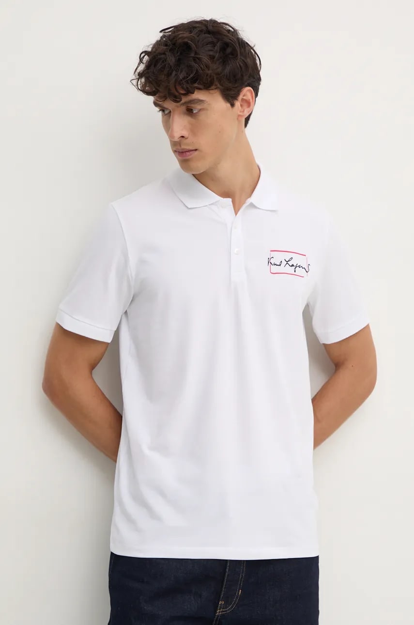 Karl Lagerfeld tricou polo barbati, culoarea alb, cu imprimeu, 544221.745026 Karl Lagerfeld tricou polo barbati, culoarea alb, cu imprimeu, 544221.745026