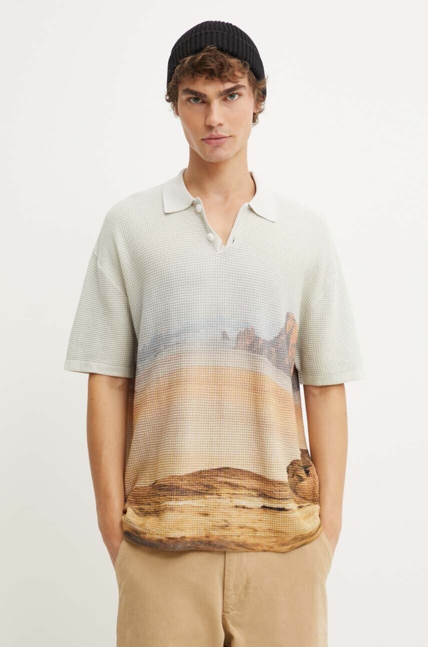 Desigual polo de bumbac LUISIANA culoarea bej, modelator, 24WMLK03