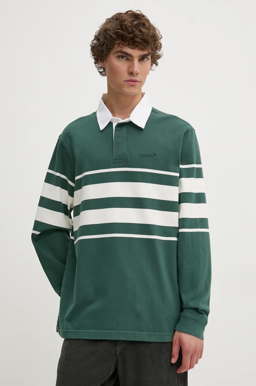 Levi\'s longsleeve din bumbac culoarea verde, modelator, A4845