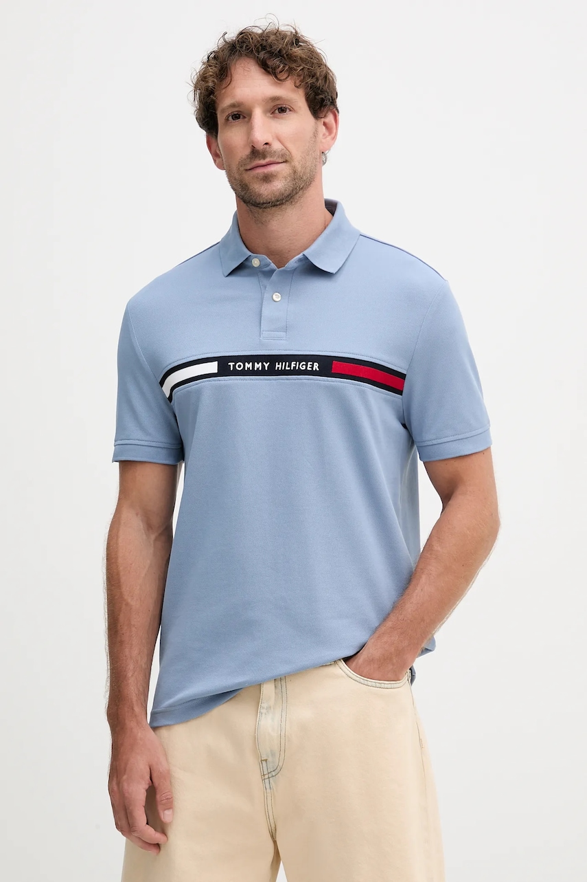 Levně Polo tričko Tommy Hilfiger pánské, tmavomodrá barva, s aplikací, MW0MW38130