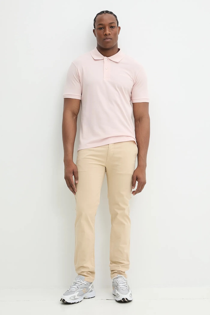 Хлопковое поло Guess Jeans цвет розовый однотонное M4BP29 KCJV1