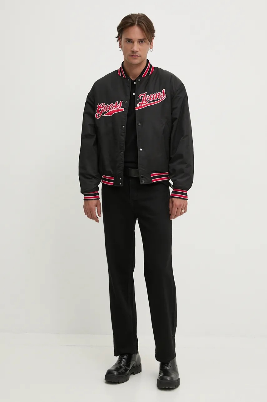 Хлопковое поло Guess Jeans цвет чёрный однотонное M4BP29 KCJV1