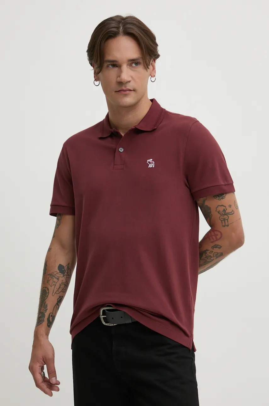 

Памучна тениска с яка Abercrombie & Fitch в червено с изчистен дизайн KI124-4377, Червен