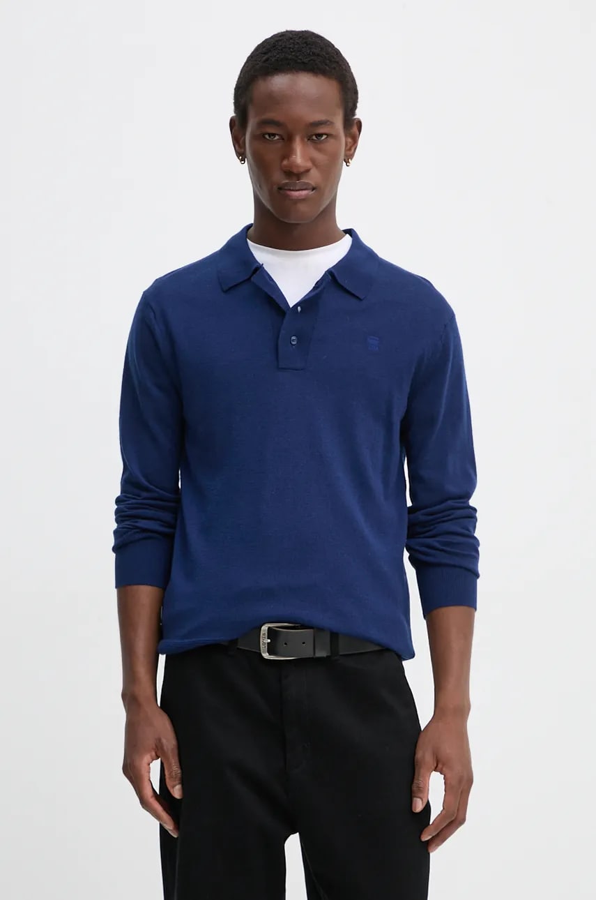 G-Star Raw pulover de lana barbati, culoarea albastru marin, light, D25066-D847 G-Star Raw pulover de lana barbati, culoarea albastru marin, light, D25066-D847