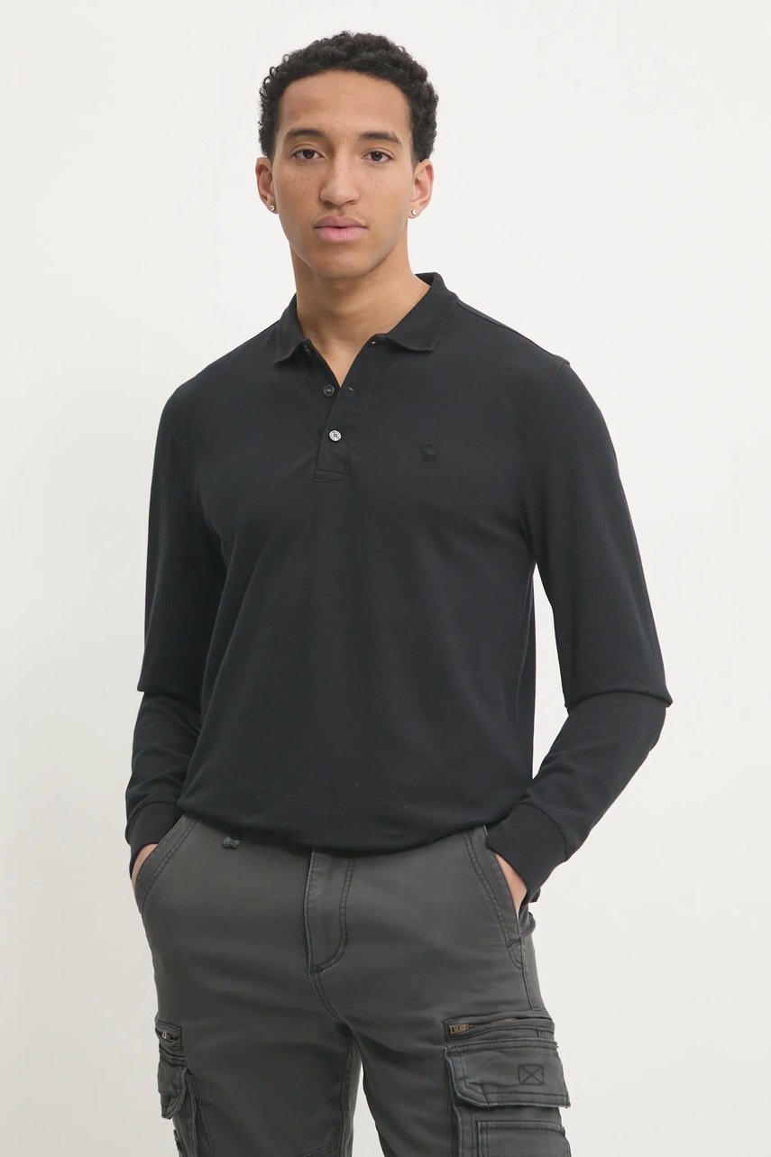 Abercrombie & Fitch longsleeve barbati, culoarea negru, neted, KI124-4549