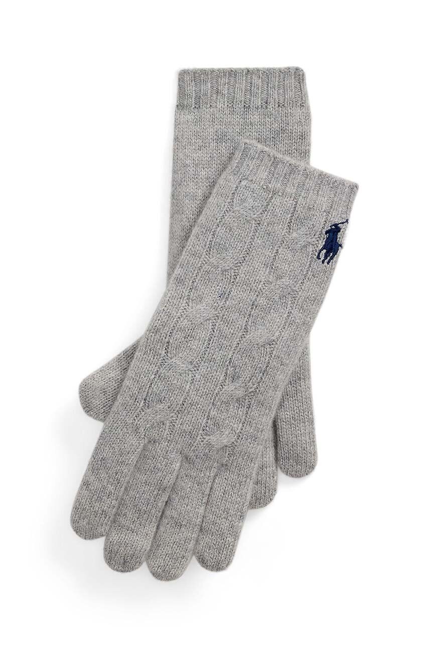 Levně Vlněné rukavice Polo Ralph Lauren šedá barva, 455956295