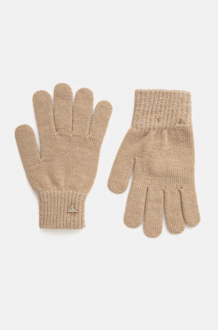 Levně Rukavice z vlněné směsi Guess béžová barva, AW5238 WOL02