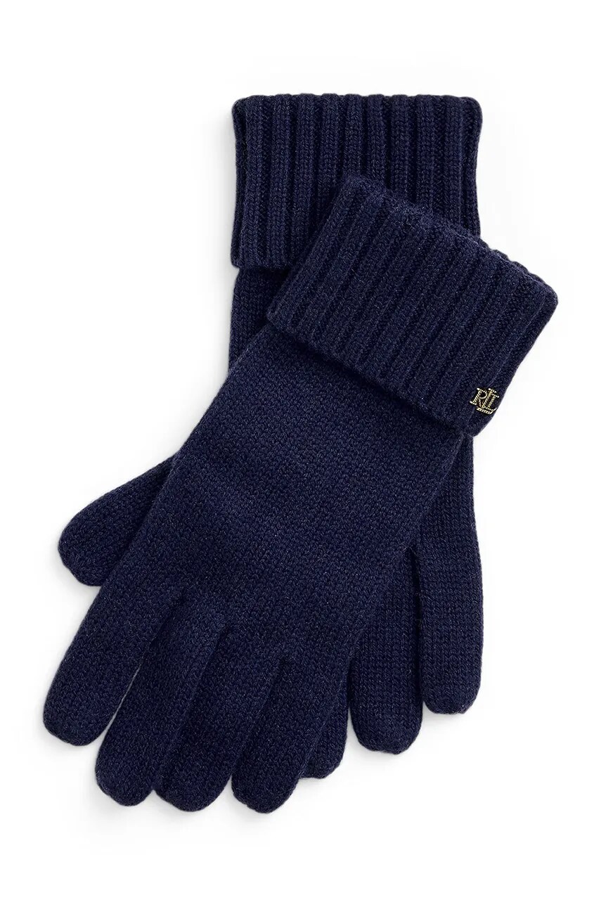 Levně Rukavice z vlněné směsi Lauren Ralph Lauren tmavomodrá barva, 454960058
