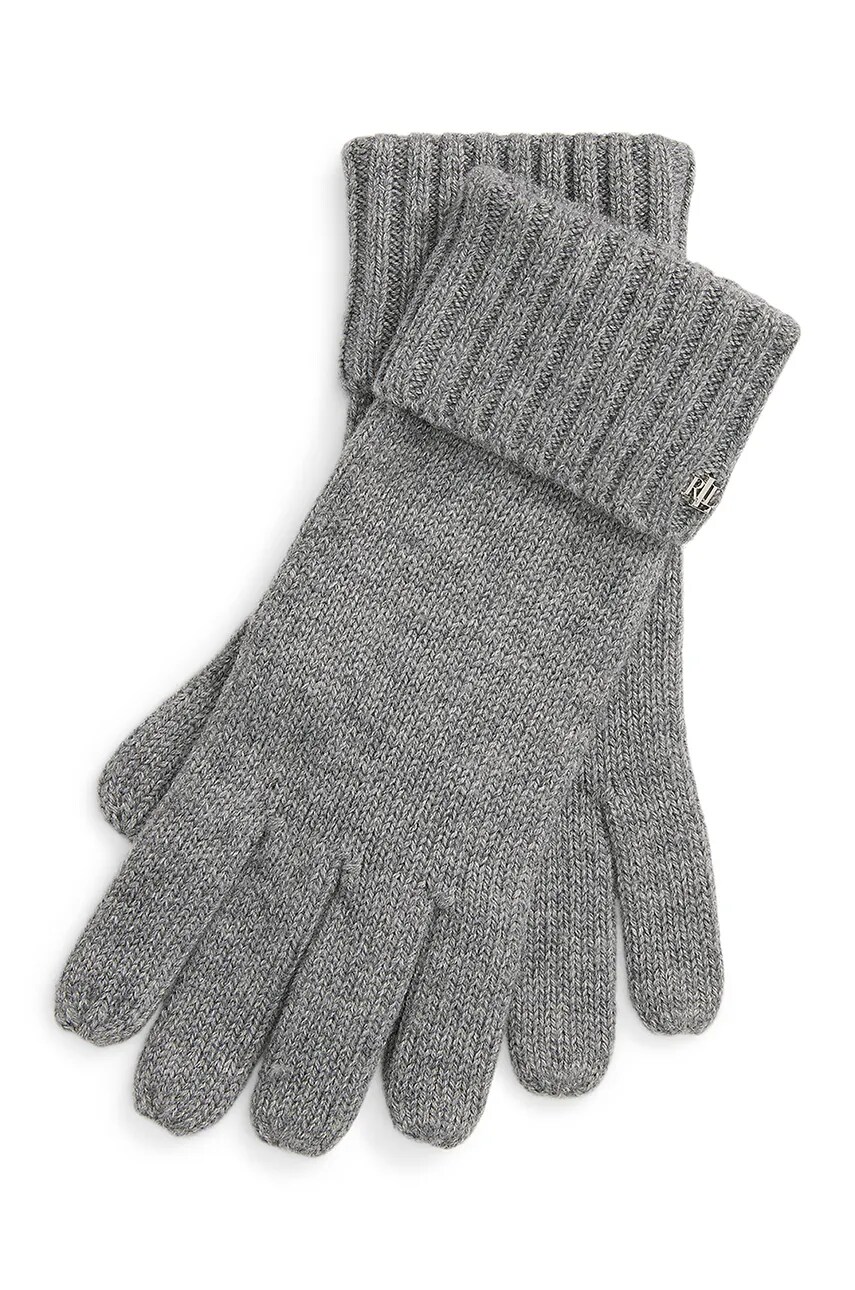 Levně Rukavice z vlněné směsi Lauren Ralph Lauren šedá barva, 454960058