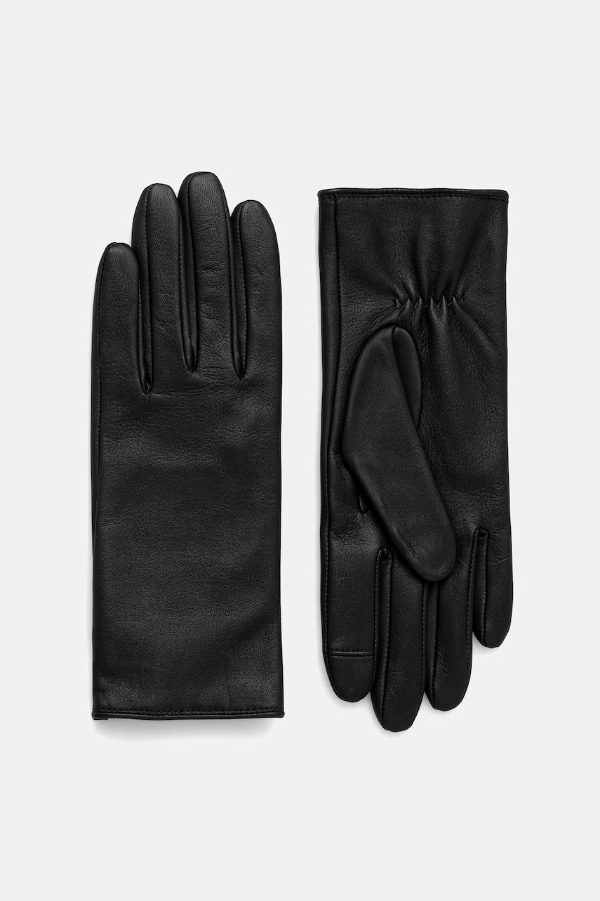 BOSS rękawiczki skórzane damskie kolor czarny 50526613