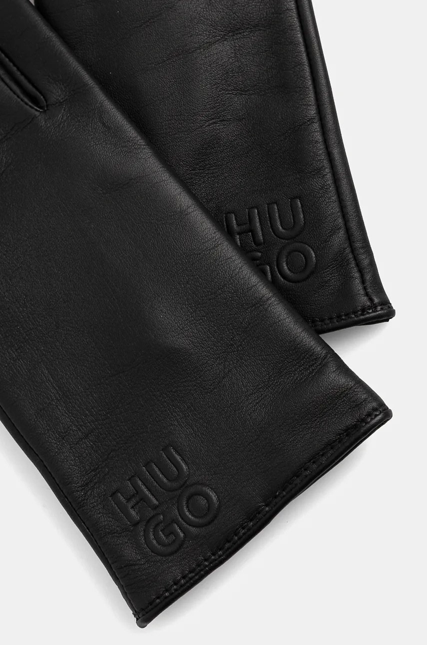 Кожаные перчатки HUGO женские цвет чёрный 50526921