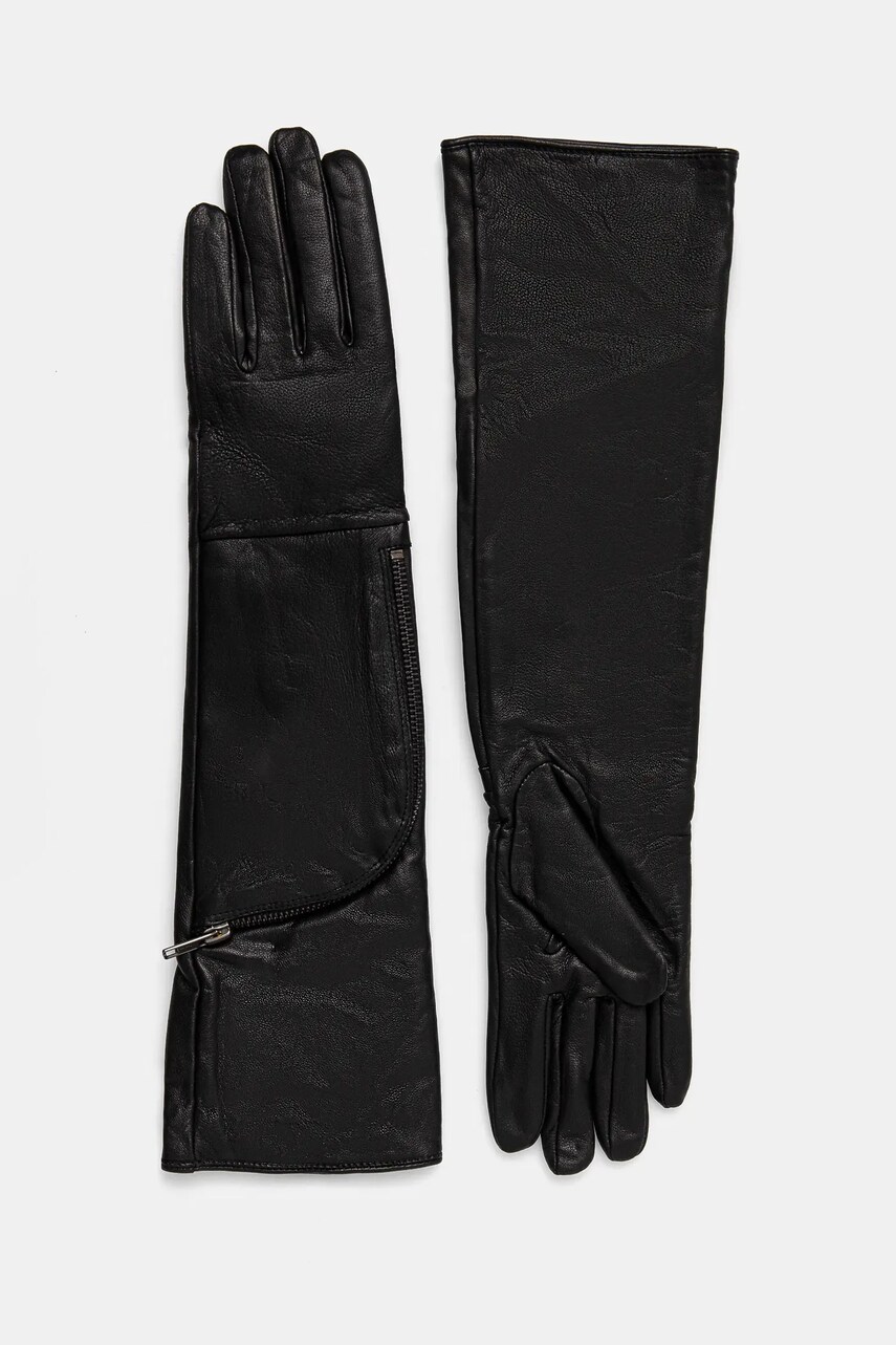 Gestuz manusi de piele femei, culoarea negru, 10909521