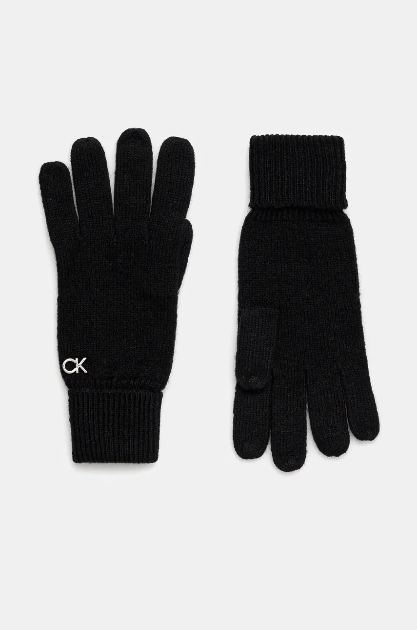 

Вълнени ръкавици Calvin Klein в черно K60K612618, Черен