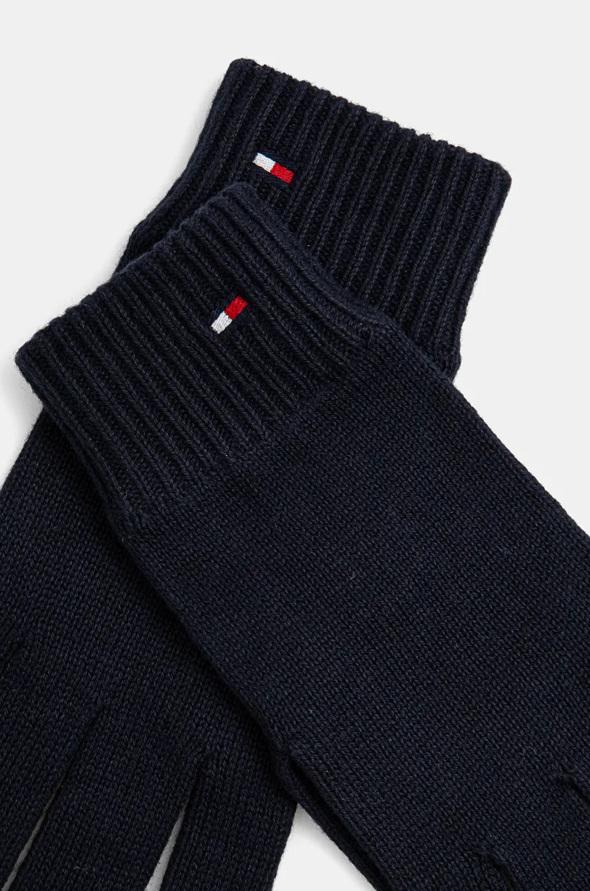 Перчатки с примесью кашемира Tommy Hilfiger цвет синий AW0AW16435 Перчатки с примесью кашемира Tommy Hilfiger цвет синий AW0AW16435