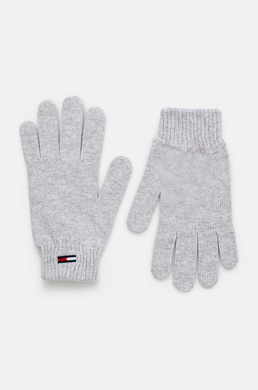 

Памучни ръкавици Tommy Jeans в сиво AW0AW16778, Сив