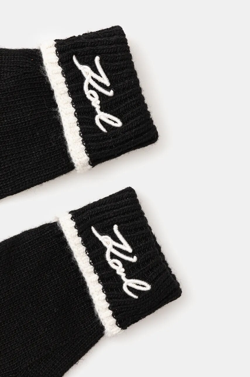 Перчатки с примесью шерсти Karl Lagerfeld цвет чёрный 246W3601 Перчатки с примесью шерсти Karl Lagerfeld цвет чёрный 246W3601