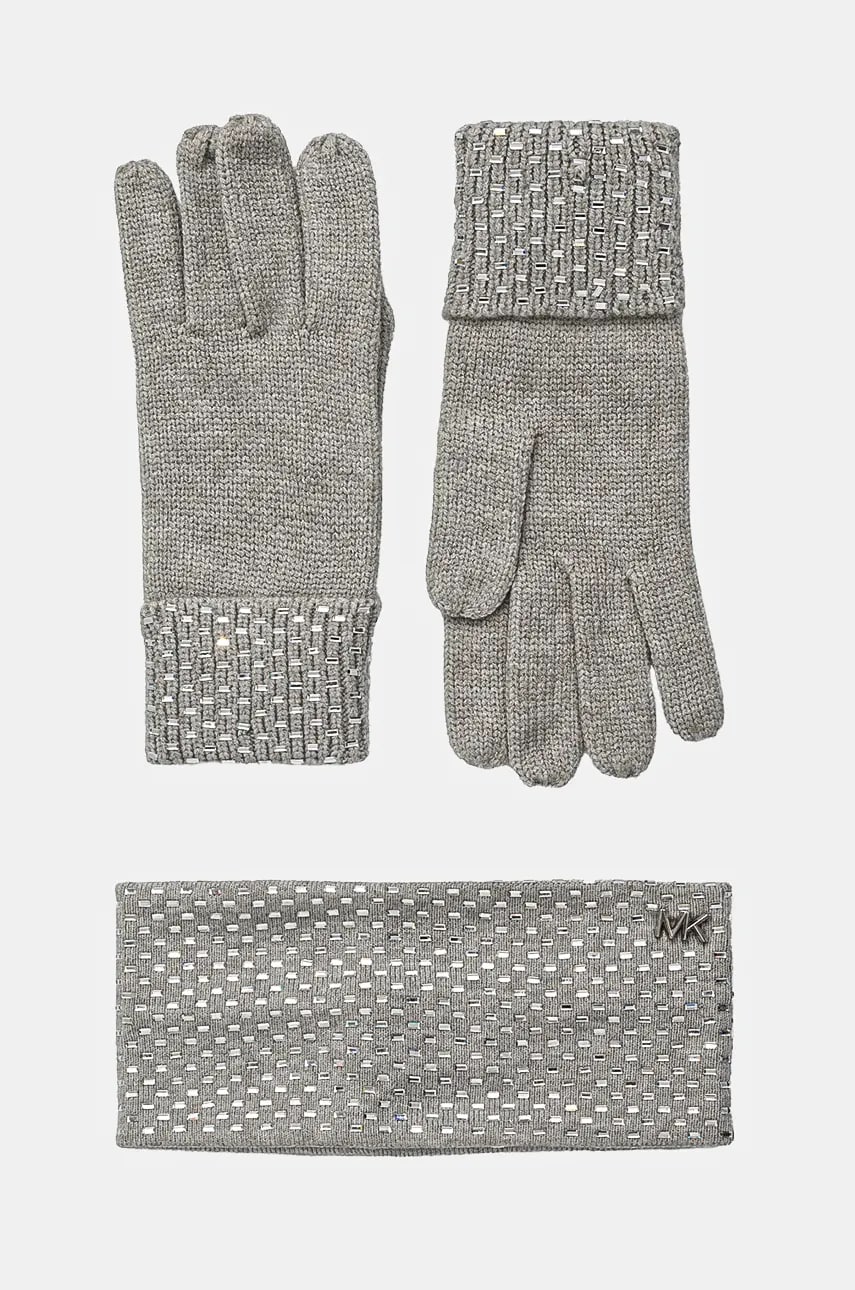 MICHAEL Michael Kors bentiță și mănuși culoarea gri, 540006 MICHAEL Michael Kors bentiță și mănuși culoarea gri, 540006