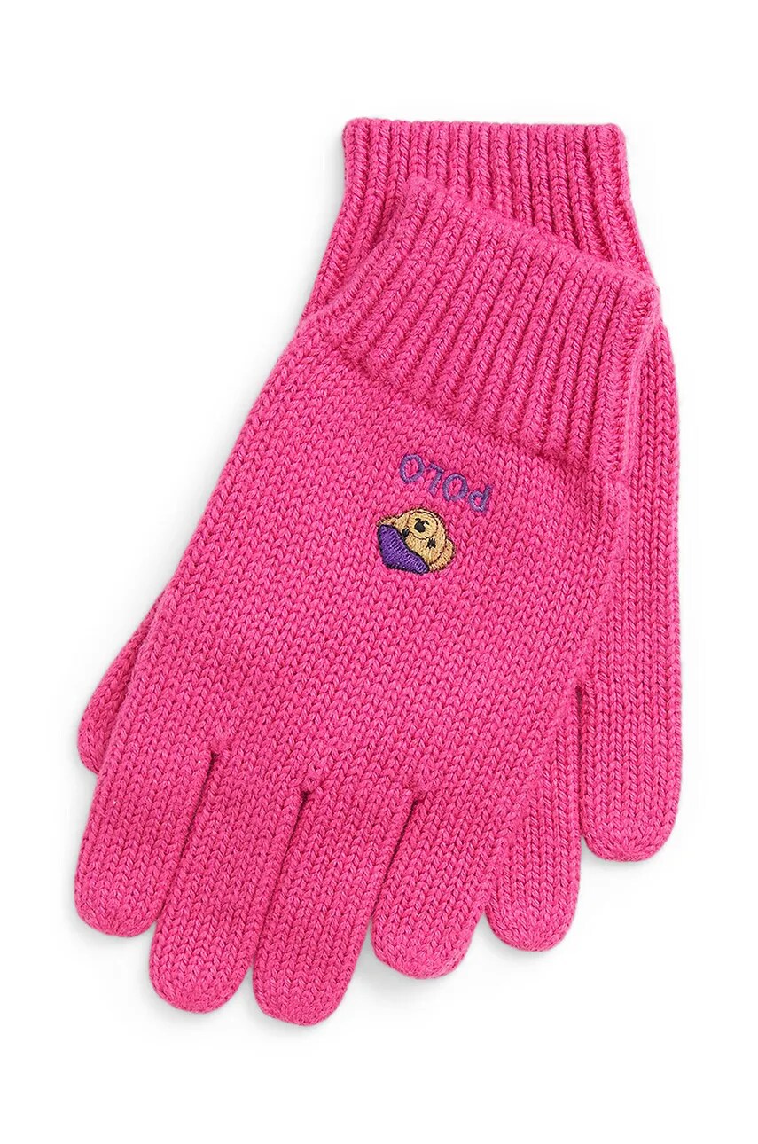 Levně Dětské bavlněné rukavice Polo Ralph Lauren růžová barva, 313950737001