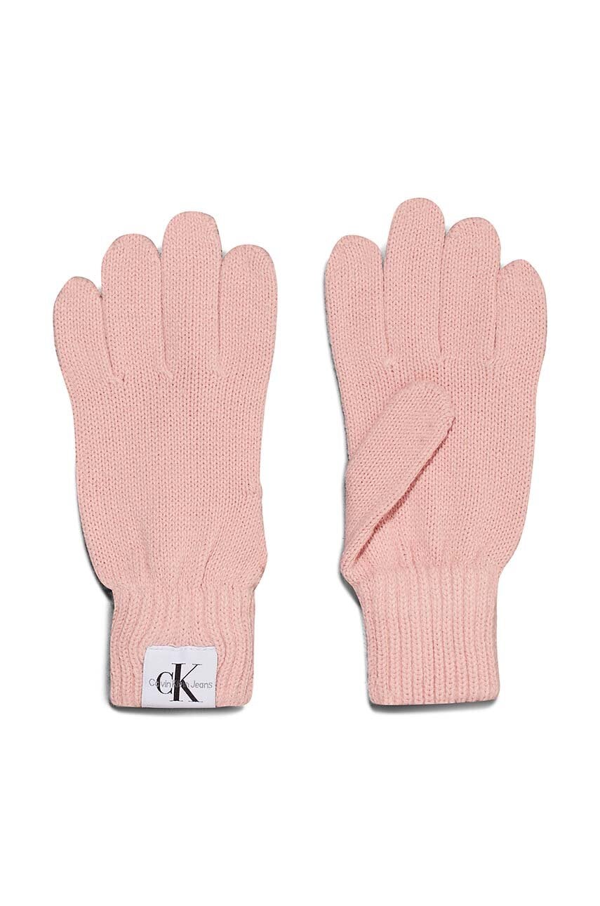 Levně Dětské rukavice Calvin Klein Jeans růžová barva, IU0IU00525