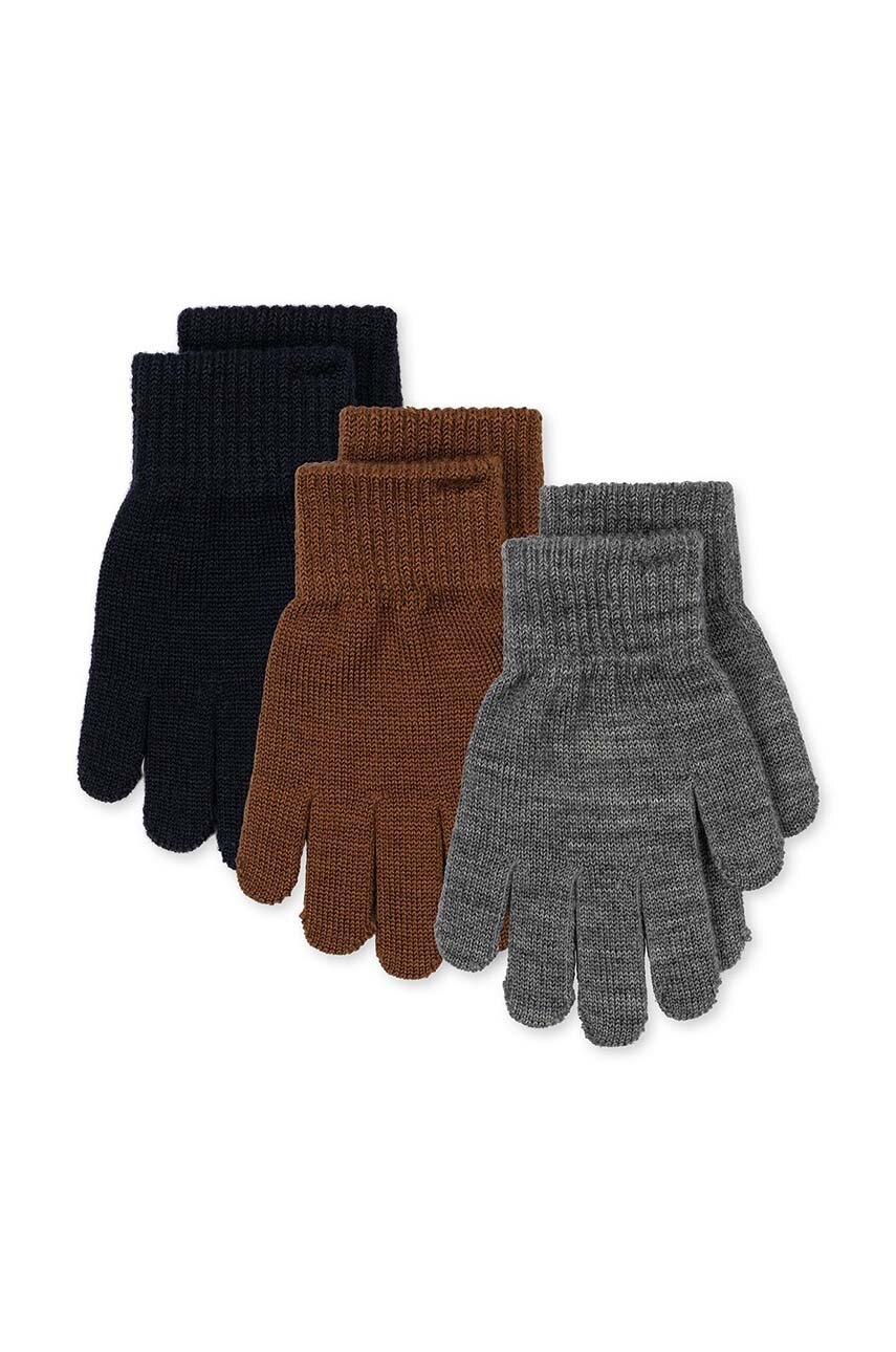

Детски ръкавици с вълна Konges Sløjd FILLA GLOVES (3 чифта) в сиво KS101220, Сив