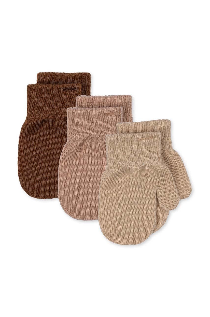 Konges Sløjd manusi cu un amestec de lana pentru copii FILLA MITTENS 3-pack culoarea bej, KS101221 Konges Sløjd manusi cu un amestec de lana pentru copii FILLA MITTENS 3-pack culoarea bej, KS101221