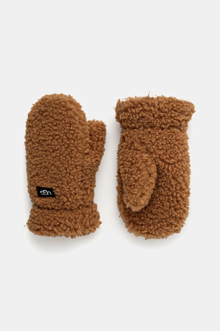Levně Dětské rukavice UGG FLUFF MITTEN hnědá barva, 101501