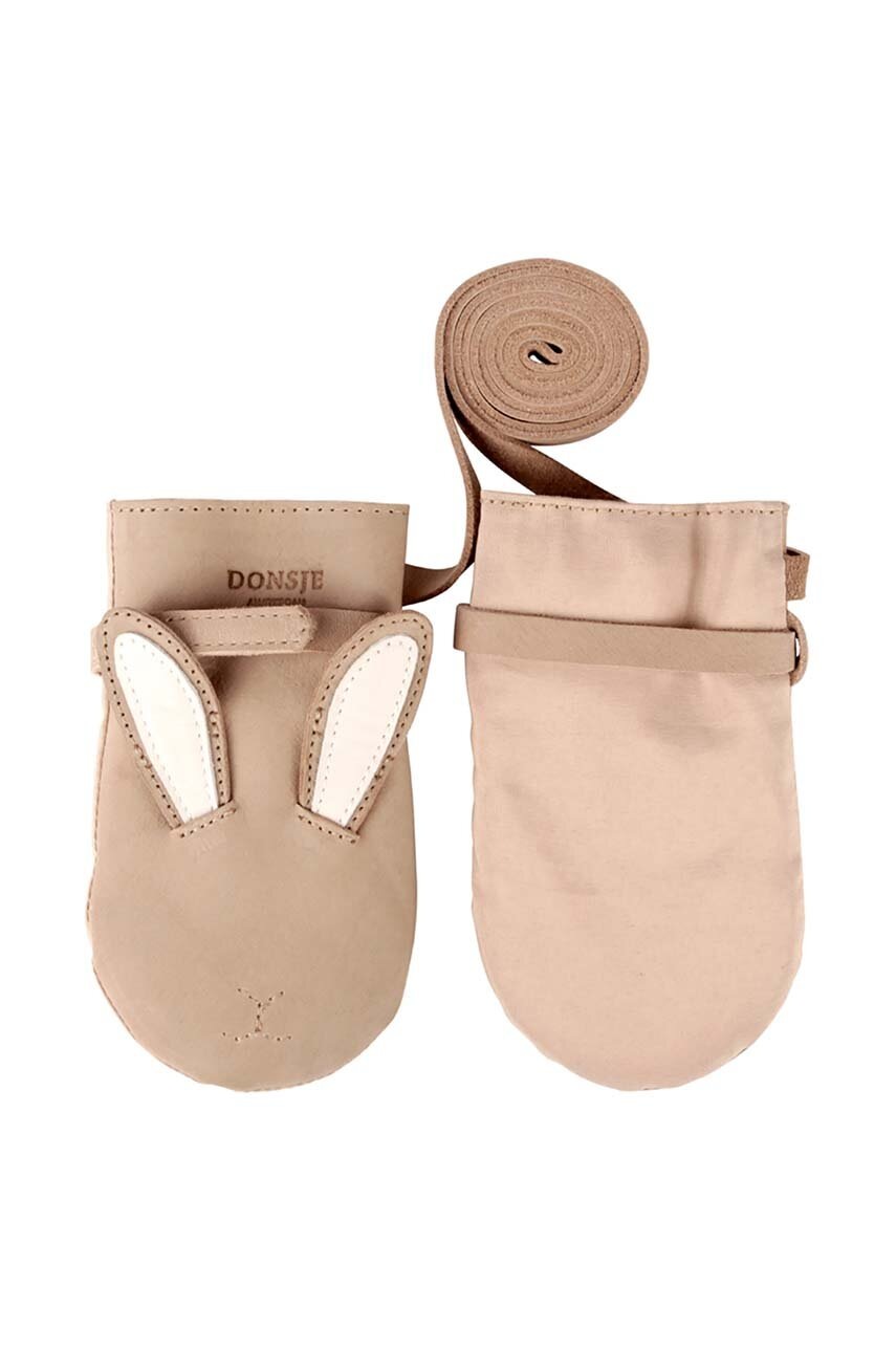 Детские кожаные перчатки Donsje Kapi Classic Mittens Bunny цвет бежевый 6019003