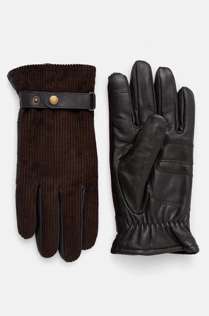 

Кожени ръкавици Barbour в кафяво MGL0137, Кафяв