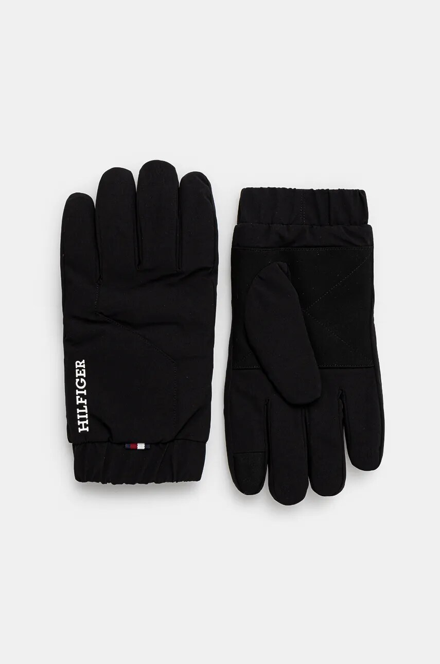 Levně Rukavice Tommy Hilfiger pánské, černá barva, AM0AM12829