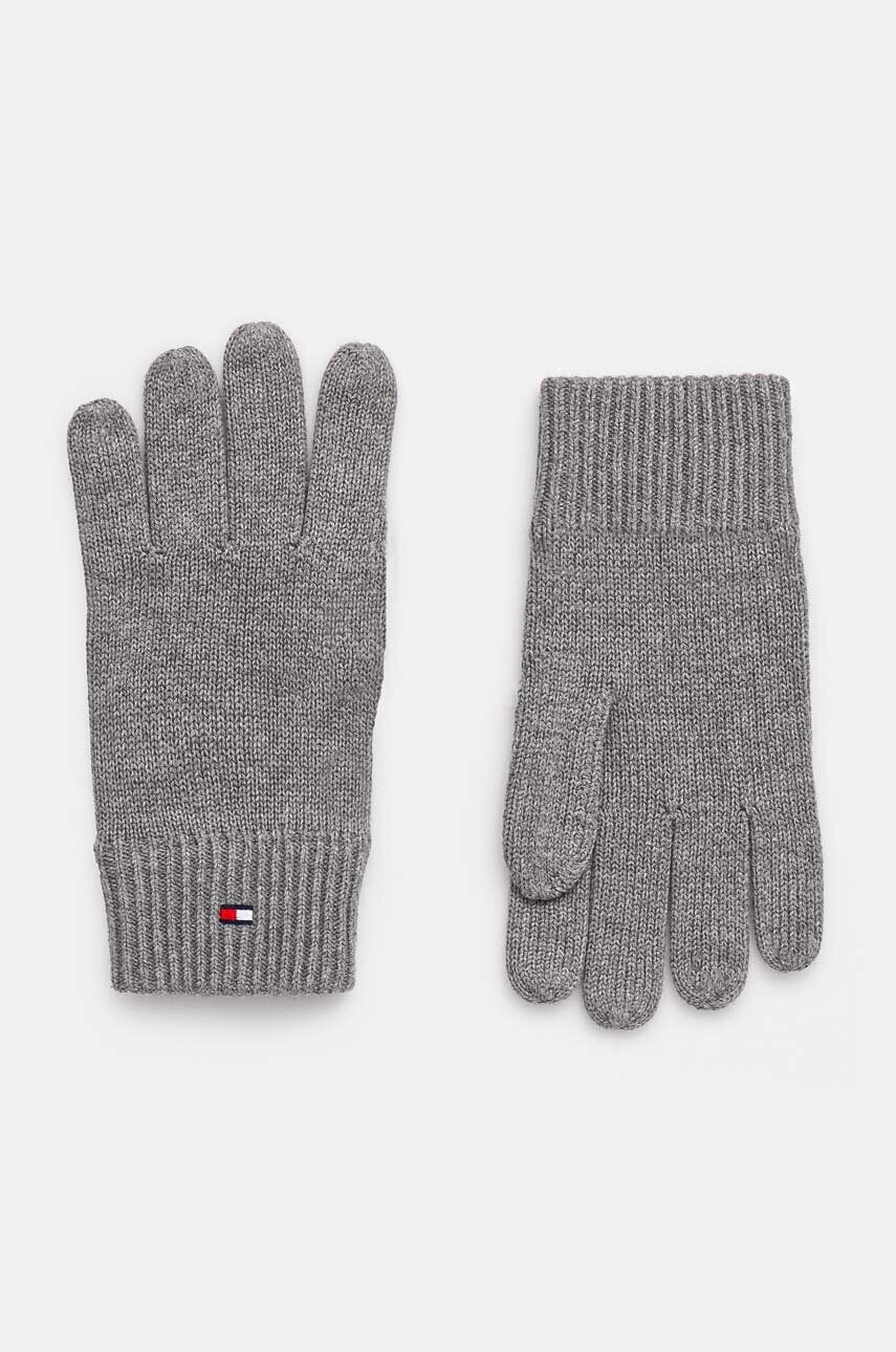 Levně Rukavice Tommy Hilfiger pánské, šedá barva, AM0AM12845