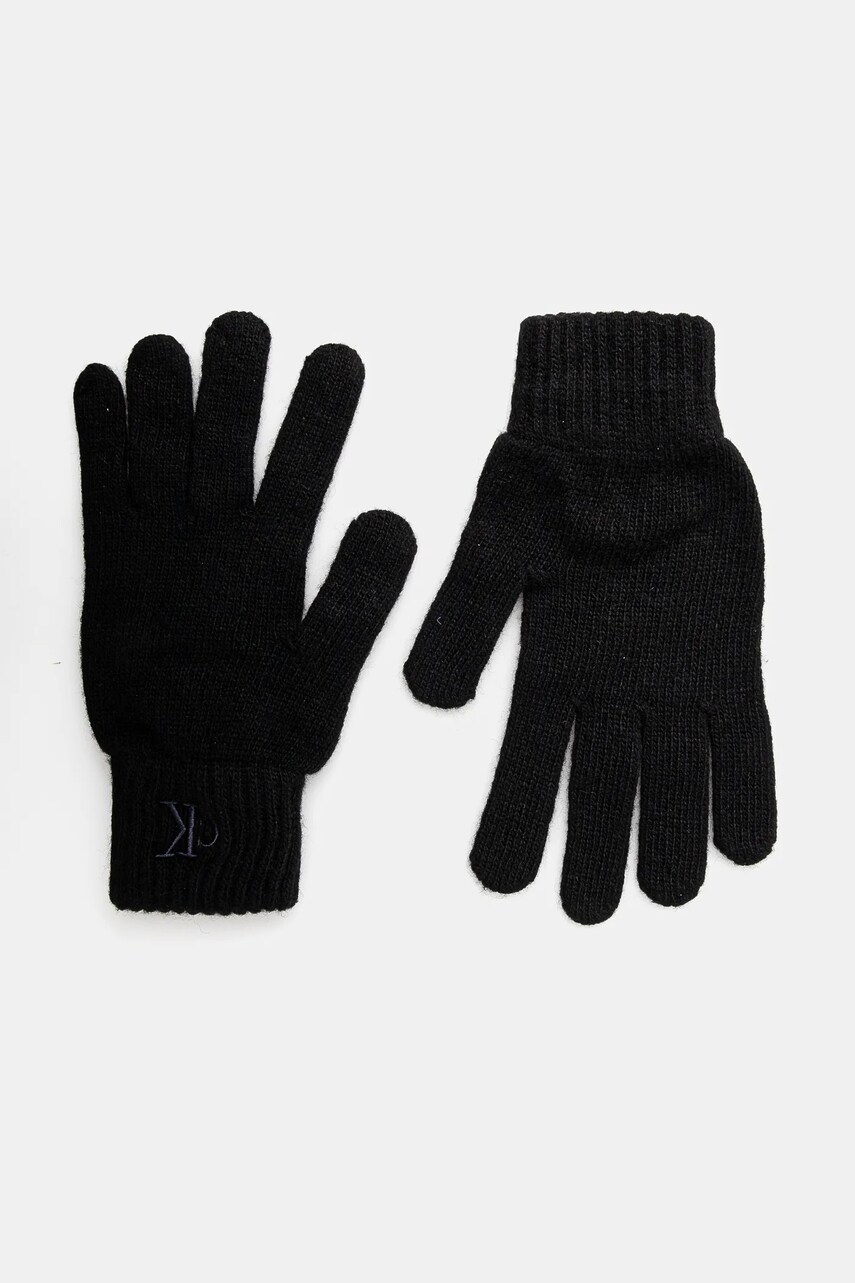 Levně Vlněné rukavice Calvin Klein černá barva, K50K512462