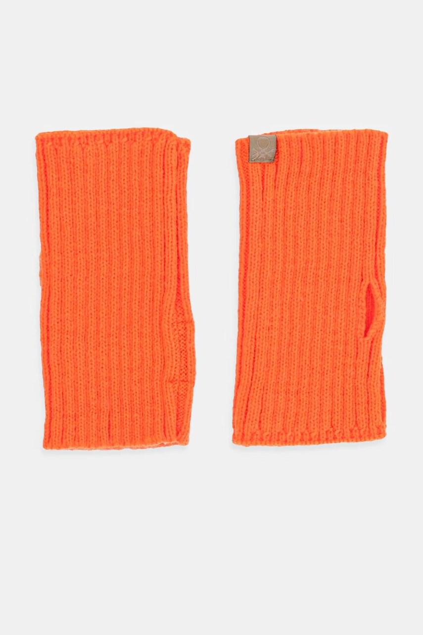 Levně Rukavice bez prstů se směsí vlny United Colors of Benetton oranžová barva, 6LOWDG00C
