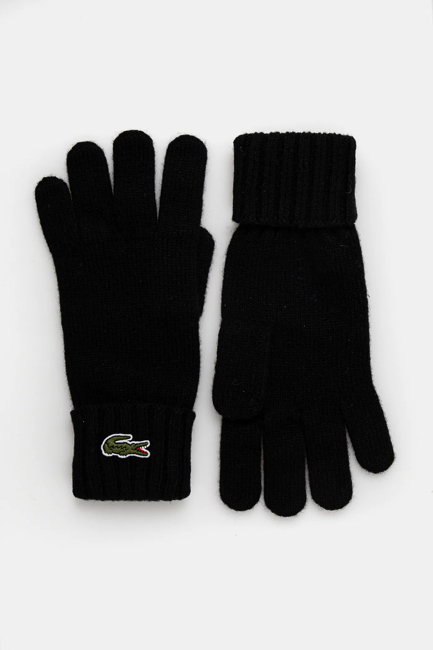 

Вълнени ръкавици Lacoste в черно RV0452, Черен