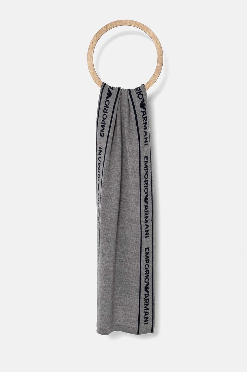 

Детски вълнен шал Emporio Armani в сиво с десен 404708 4F490, Сив
