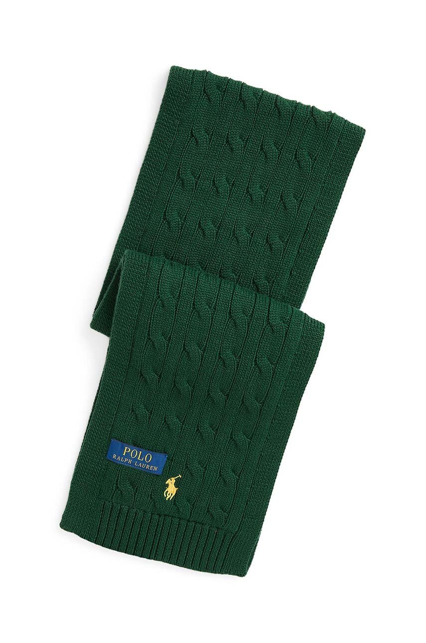 

Детски памучен шал Polo Ralph Lauren в зелено с изчистен дизайн 323953206003, Зелен
