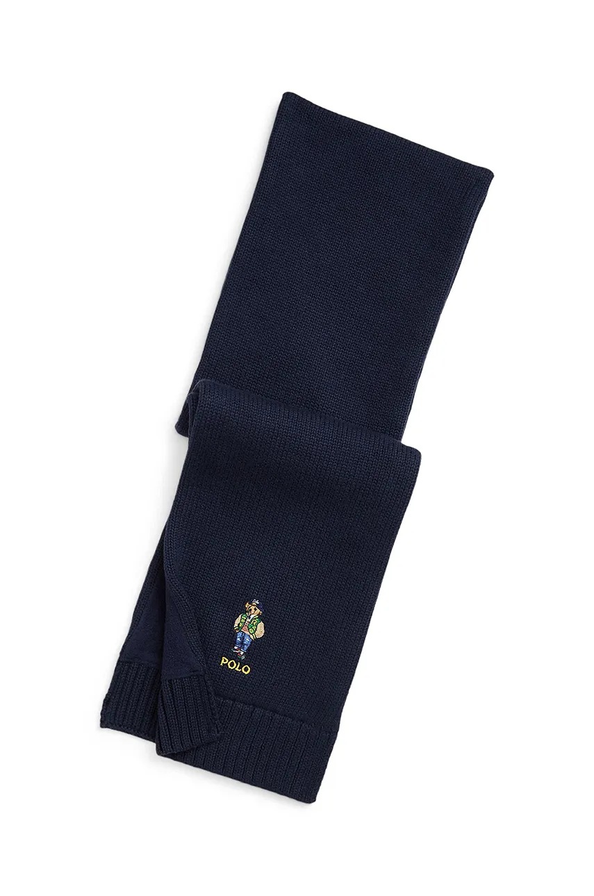 

Детски памучен шал Polo Ralph Lauren в тъмносиньо с изчистен дизайн 323953213001, Тъмносин