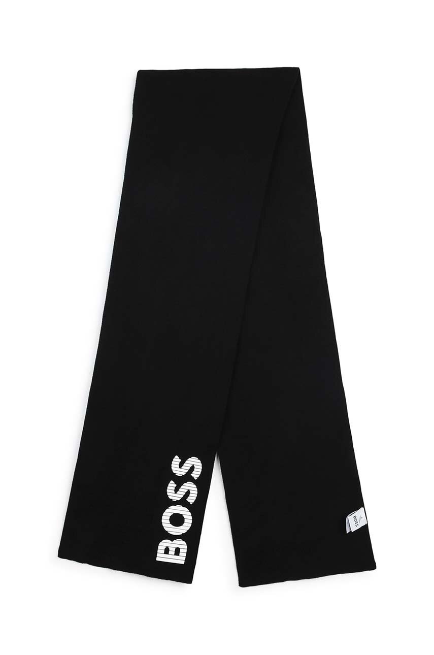 

Детски памучен шал BOSS в черно с апликация J51580, Черен
